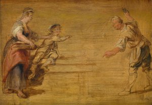Kitchen Maid, Butcher and Boy around a Table by Peter Paul Rubens Oil Painting