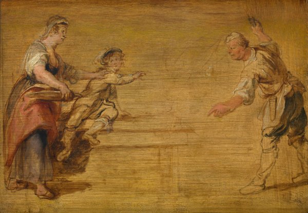 Kitchen Maid, Butcher and Boy around a Table by Peter Paul Rubens - Hand-Painted Oil Painting Reproduction