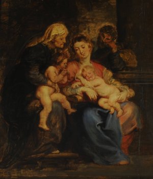 La Sagrada familia con Santa Isabel y San Juan by Peter Paul Rubens Oil Painting