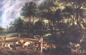 Landscape with Cows and Wildflowers by Peter Paul Rubens - Oil Painting Reproduction