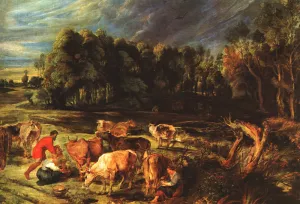 Landscape with Cows by Peter Paul Rubens Oil Painting