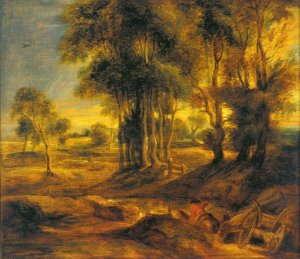 Landscape with the Carriage at the Sunset by Peter Paul Rubens Oil Painting
