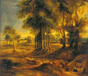 Landscape with the Carriage at the Sunset by Peter Paul Rubens - Oil Painting Reproduction