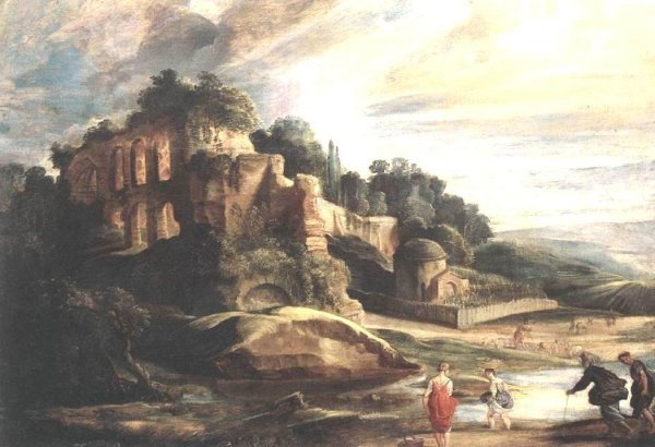 Main Product Photo of Landscape with the Ruins of Mount Palatine in Rome Painting by Peter Paul Rubens