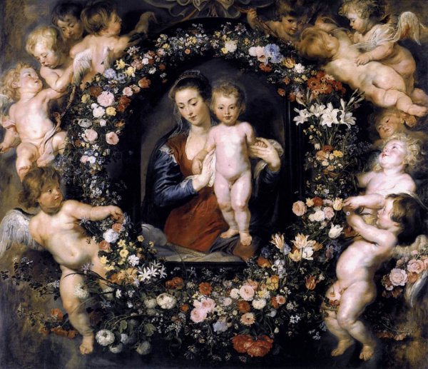 Main Product Photo of Madonna in Floral Wreath Painting by Peter Paul Rubens