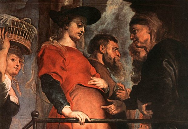 Meeting of Mary and Elisabeth Detail by Peter Paul Rubens - Hand-Painted Oil Painting Reproduction