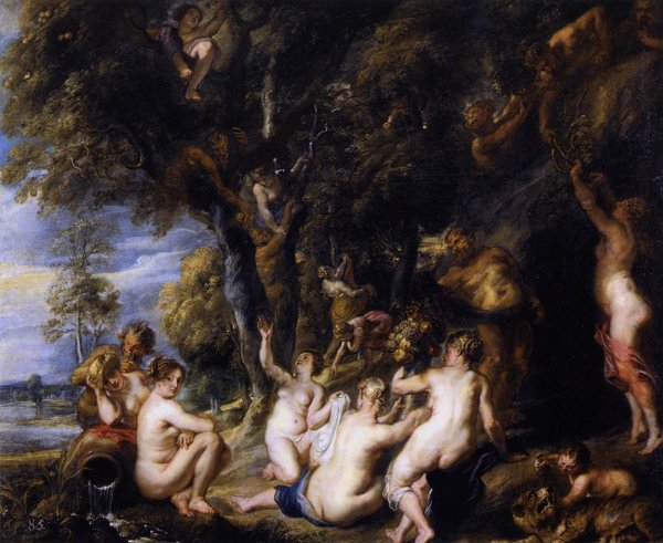 Main Product Photo of Nymphs and Satyrs Painting by Peter Paul Rubens