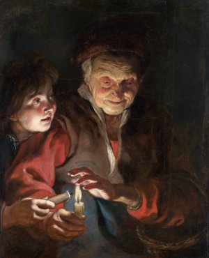 Old Woman and Boy with Candles by Peter Paul Rubens Oil Painting