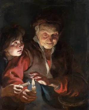 Old Woman and Boy with Candles by Peter Paul Rubens Oil Painting