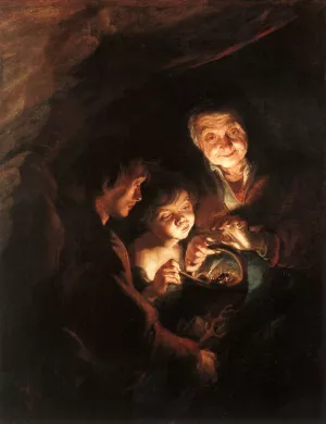Old Woman with a Basket of Coal Oil painting by Peter Paul Rubens