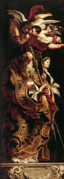 Raising of the Cross: Sts Amand and Walpurgis painting by Peter Paul Rubens