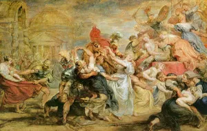 Rape of Sabine Woman by Peter Paul Rubens Oil Painting