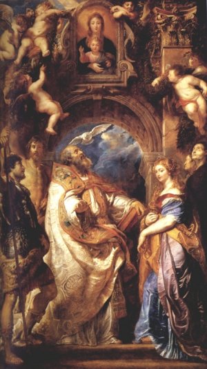 Saint Gregory With Saints Domitilla, Maurus, And Papianus by Peter Paul Rubens Oil Painting