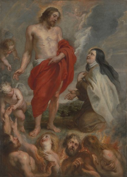 Saint Teresa of avila Interceding for Bernardino de Mendoza in Purgatory  by Peter Paul Rubens - Hand-Painted Oil Painting Reproduction