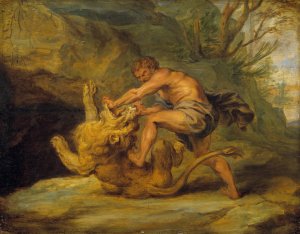 Samson and the Lion. Study by Peter Paul Rubens Oil Painting