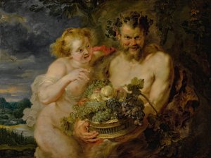 Satyr And Bacchante by Peter Paul Rubens Oil Painting