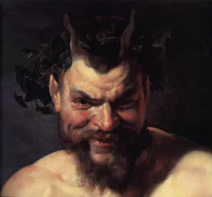 Satyr and Girl Detail Oil painting by Peter Paul Rubens