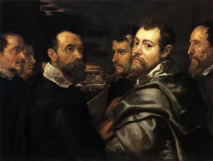 Self-Portrait in a Circle of Friends from Mantua by Peter Paul Rubens - Oil Painting Reproduction