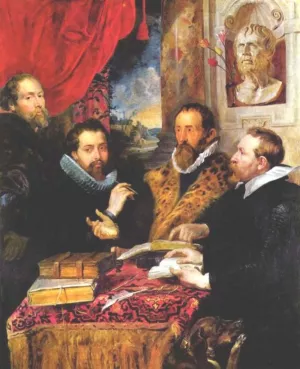 Self-Portrait with Brother Philipp, Justus Lipsius and Another by Peter Paul Rubens - Oil Painting Reproduction