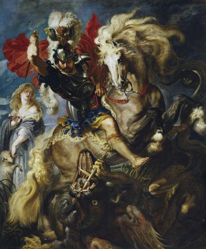 St George Battles The Dragon by Peter Paul Rubens Oil Painting