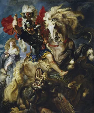St George Battles The Dragon by Peter Paul Rubens Oil Painting