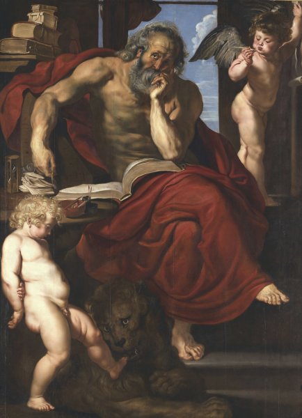 St. Jerome in his Hermitage  by Peter Paul Rubens - Hand-Painted Oil Painting Reproduction