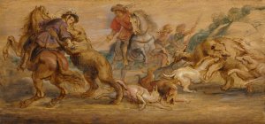 Study for 'The Bear Hunt' by Peter Paul Rubens Oil Painting