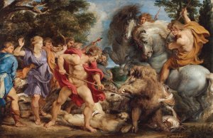 The Calydonian Boar Hunt by Peter Paul Rubens Oil Painting