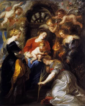The Crowning of St Catherine by Peter Paul Rubens Oil Painting