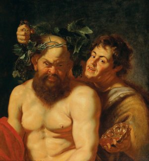 The Drunken Silenus with a Satyr by Peter Paul Rubens Oil Painting
