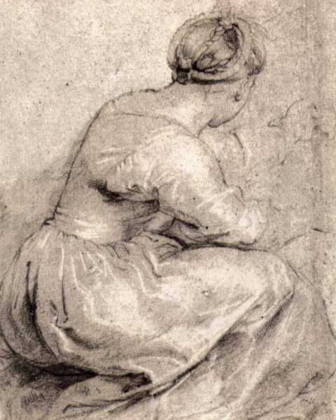 The Girl Squatted Down by Peter Paul Rubens - Hand-Painted Oil Painting Reproduction