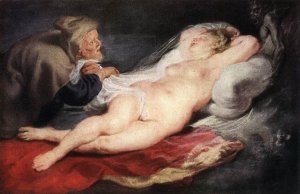 The Hermit and the Sleeping Angelica by Peter Paul Rubens Oil Painting
