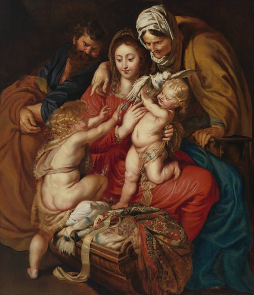 The Holy Family with St. Elizabeth, St. John, and a Dove  by Peter Paul Rubens - Hand-Painted Oil Painting Reproduction
