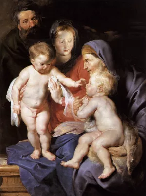 The Holy Family with Sts Elizabeth and John the Baptist Oil painting by Peter Paul Rubens
