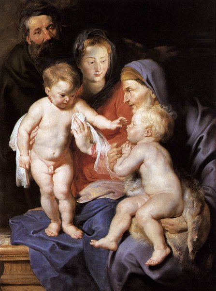 The Holy Family with Sts Elizabeth and John the Baptist by Peter Paul Rubens - Hand-Painted Oil Painting Reproduction