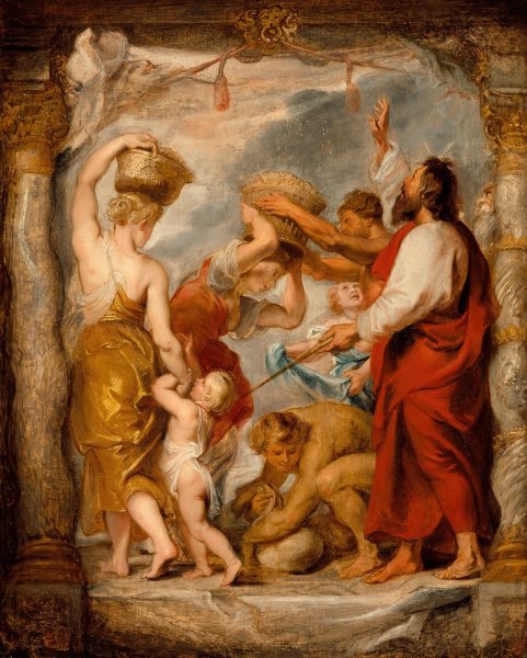 The Israelites Gathering Manna in the Desert  by Peter Paul Rubens - Hand-Painted Oil Painting Reproduction
