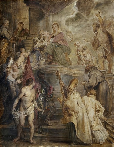 The Mystic Marriage of St Catherine  by Peter Paul Rubens - Hand-Painted Oil Painting Reproduction