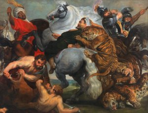 The Tiger, Lion and Leopard hunt by Peter Paul Rubens Oil Painting