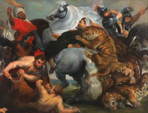 The Tiger, Lion and Leopard hunt by Peter Paul Rubens Oil Painting