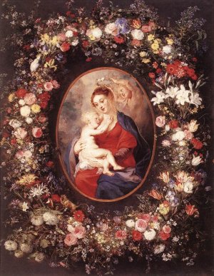 The Virgin and Child in a Garland of Flower Oil painting by Peter Paul Rubens