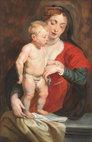 The Virgin Supporting The Christ Child On A Parapet by Peter Paul Rubens Oil Painting