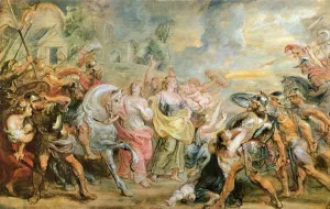 Truce between Romans and Sabinians by Peter Paul Rubens - Oil Painting Reproduction