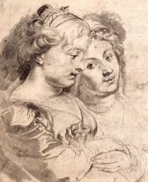 Two Young Women with a Dog Oil painting by Peter Paul Rubens