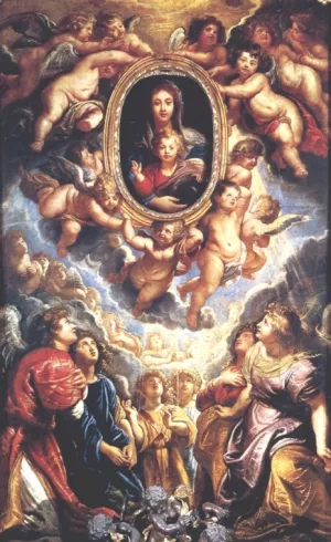 Virgin and Child Adored by Angels by Peter Paul Rubens - Oil Painting Reproduction