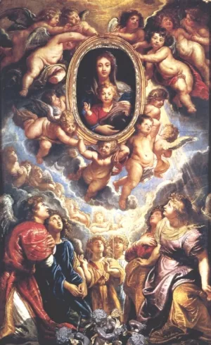 Virgin and Child Adored by Angels Oil painting by Peter Paul Rubens