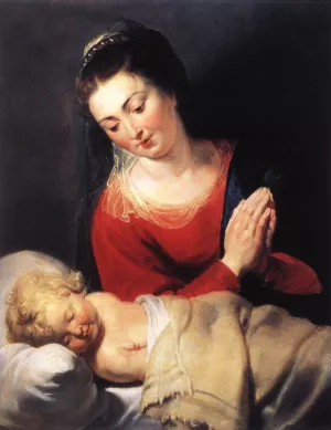 Virgin in Adoration before the Christ Child by Peter Paul Rubens - Oil Painting Reproduction