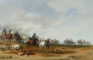 Cavalry Engagement by Pieter Post Oil Painting