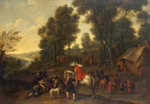 Halt of Horsemen in a Forest by Pieter Snayers Oil Painting