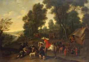 Halt of Horsemen in a Forest by Pieter Snayers Oil Painting