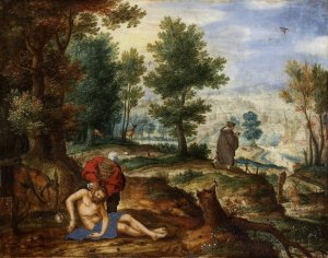 Landscape with the Good Samaritan by Pieter Stevens Circle Oil Painting